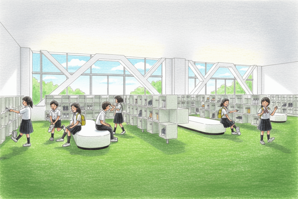 武蔵野東学園 シューズロッカー イメージ